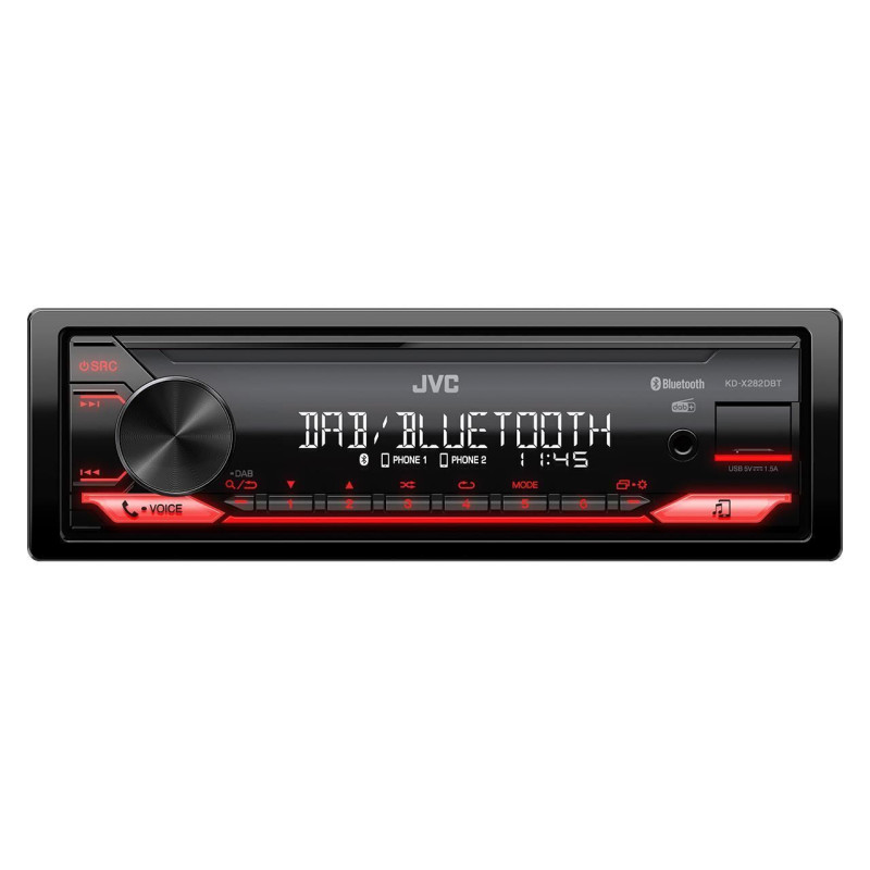 Autoradio jvc bluetooth/am/fm/mp3/sd/usb/aux 4x50w rosso [kdx-282bt]