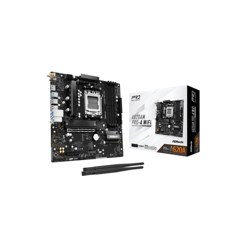 Scheda madre amd asrock a620am pro-a wiff am5 microatx 4x ddr5