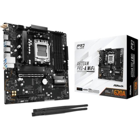 Scheda madre amd asrock a620am pro-a wiff am5 microatx 4x ddr5