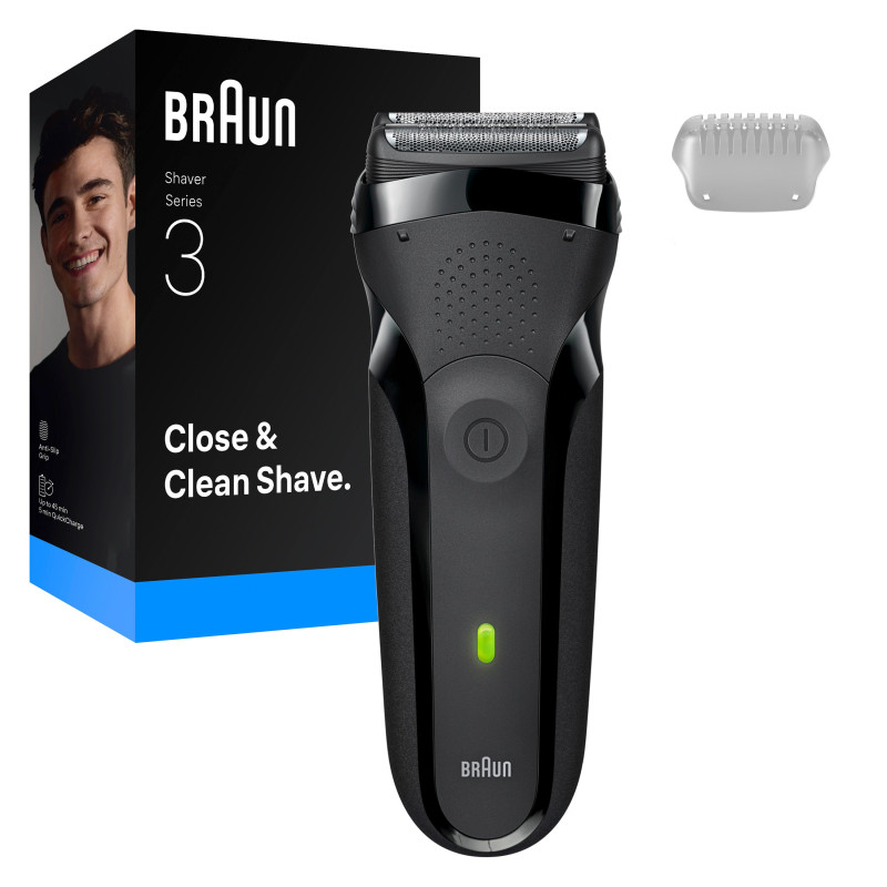 rasoio elettrico braun close and clean shave 3in1 nero [300s]