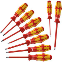 Kit cacciaviti vde 9 parti wera 160i/162i/167i/9 taglio, croce phillips,