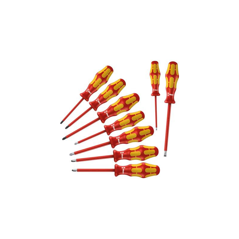 Kit cacciaviti vde 9 parti wera 160i/162i/167i/9 taglio, croce phillips,