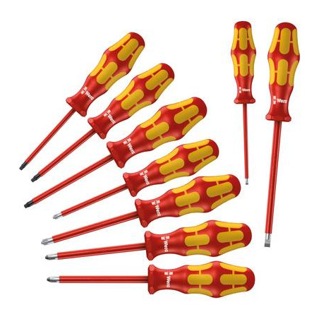 Kit cacciaviti vde 9 parti wera 160i/162i/167i/9 taglio, croce phillips,