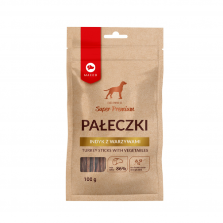 Mangime secco maced bastoncini di tacchino con verdure per cani 100g
