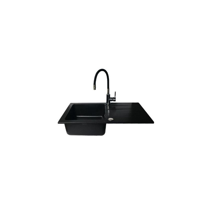 Lavello cucina bali 1b1d 62x44 con rubinetto lungo nero [070242101lbe]