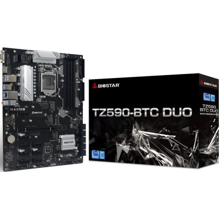 Scheda madre biostar tz590-btc duo lga 1200 intel z590 atx 4x