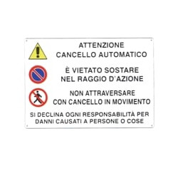 Cartello cancello automatico 30x 20 alluminio [targotimbri ]