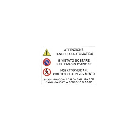 Cartello cancello automatico 30x 20 alluminio [targotimbri ]