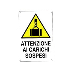 Cartello carichi sospesi 48x 68 plastica [targotimbri ]