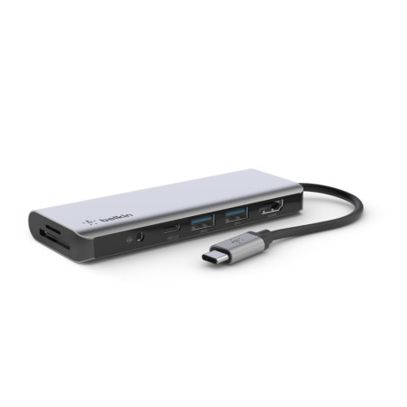 hub usb belkin gen1 usb-c 7 in 1 con pd + hdmi + 3.5mm + sd [avc009btsgy]