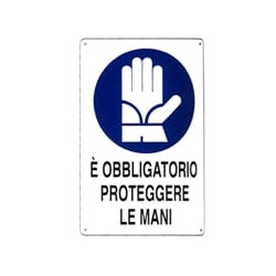 Cartello protezione mani 20x 30 alluminio [targotimbri ]