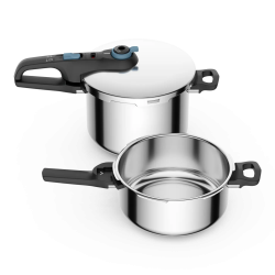 set pentole a pressione tefal p2584301 secure trendy da 2 pezzi 4l+6l