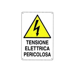 Cartello tensione elettrica 20x 30 alluminio [targotimbri ]