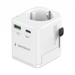 adattatore da viaggio gembird 20w bianco [algemag00000009]