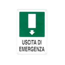 Cartello uscita emergenza giu' 20x 30 alluminio [targotimbri