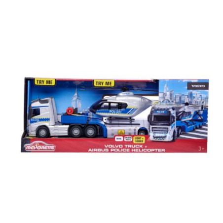 modellino majorette camion volvo + elicottero della polizia airbus