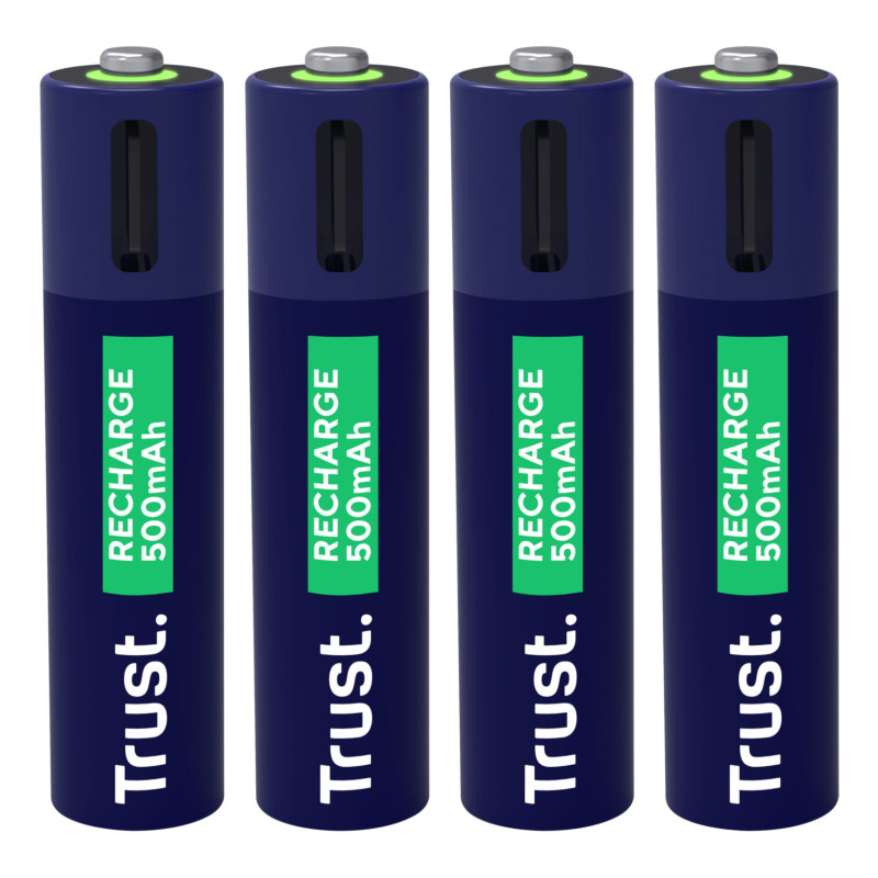 batterie ricaricabili trust 25671aaa 500mah usb-c blu/verde 4pz