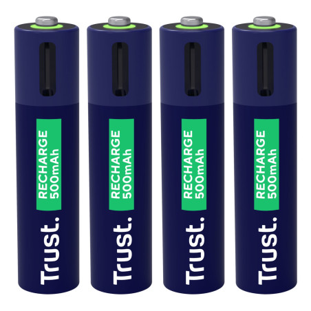 batterie ricaricabili trust 25671aaa 500mah usb-c blu/verde 4pz