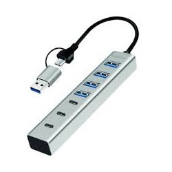 hub usb logilink usb 3.2 4 porte usb-a/3 porte usb-c argento