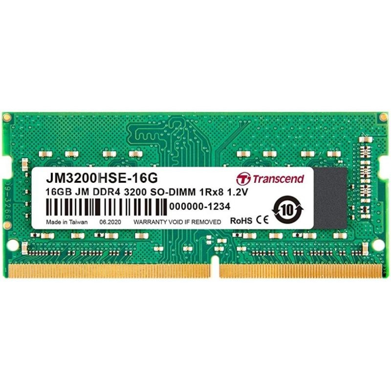 ram so-dimm ddr4 16gb trascend 3200mhz 1rx8 2gx8 cl22 1.2v