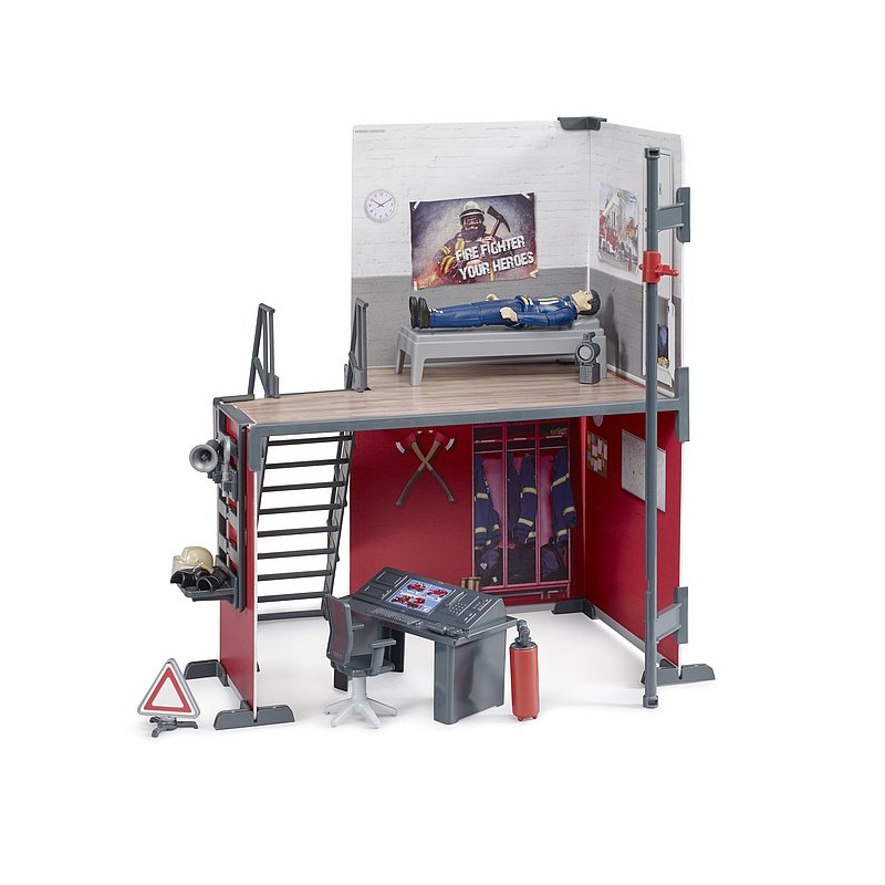 set giocattolo bruder caserma dei pompieri bworld con figura [62702]