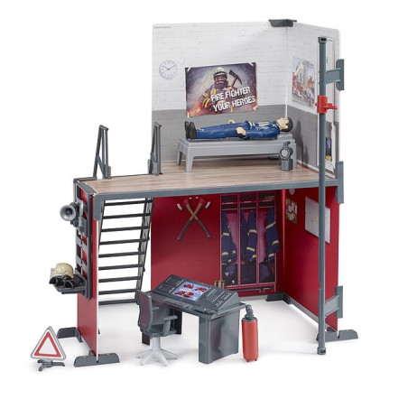 set giocattolo bruder caserma dei pompieri bworld con figura [62702]