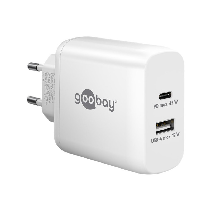 alimentatore da rete goobay usb c pd 45w bianco [65412]