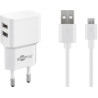 set caricabatterie goobay 44985 2x microusb 18w 1m bianco [44985]