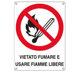 cartello alluminio 16,6x23,3cm 'vietato fumare e usare fiamme