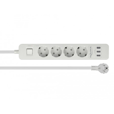 multipresa delock socket strip a 4 vie usb bianco [11206]