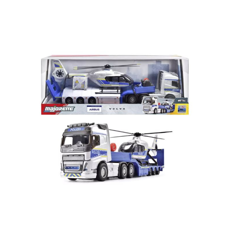 modellino majorette camion volvo con elicottero della polizia airbus