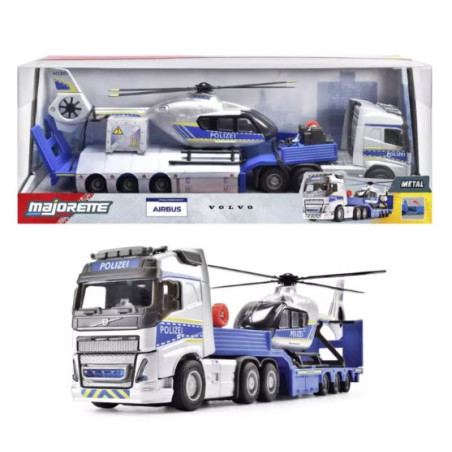 modellino majorette camion volvo con elicottero della polizia airbus