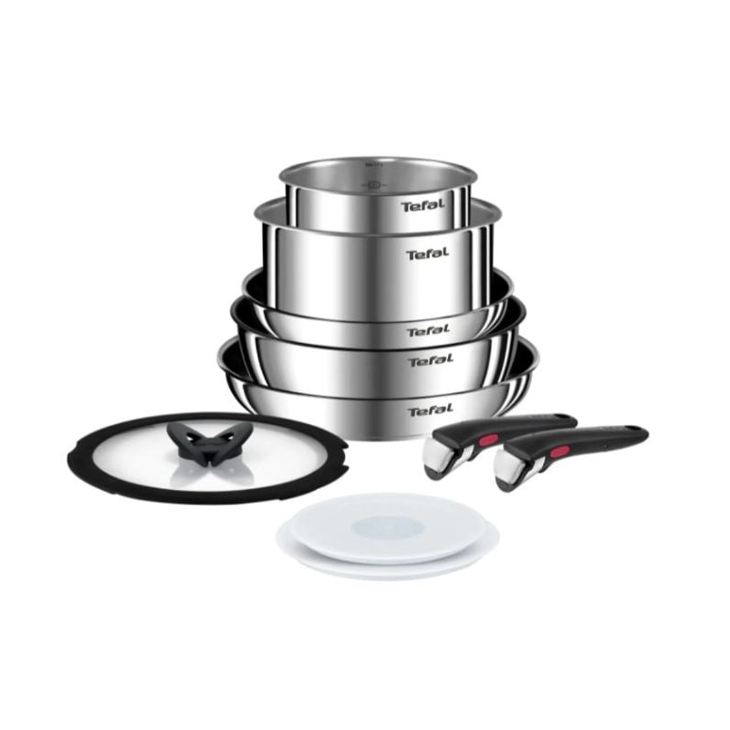 set padella tefal ingenio emotion acciaio/nero 10pz [l897sa74]