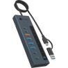 hub usb icybox ib-hub1743-cpd 100w blu [ib-hub1743-cpd]