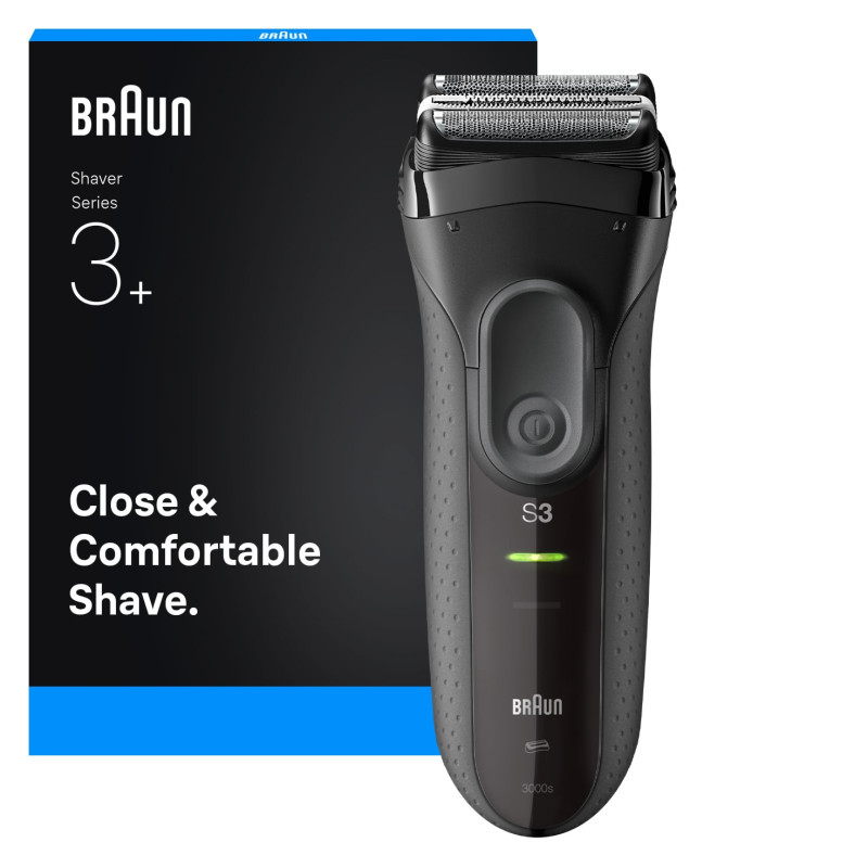 rasoio elettrico braun serie 3+ 3000 da uomo a batteria bagnato/asciutto