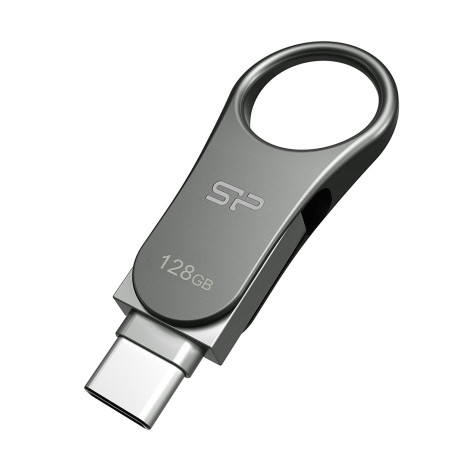 pen drive 128gb silicon power usb3.0 c80 tipo-c argento [sp128gbuc3c80v1s]