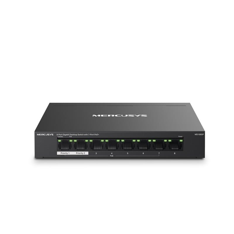 switch mercusys ms108gp 8 porte gigabit con 7 porte poe+ 10/100/1000