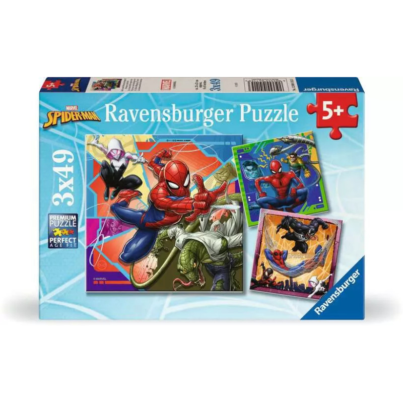 puzzle ravensburger marvel spider-man (3x 49 pezzi) [12004115]