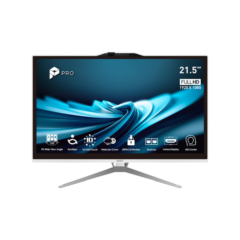 pc all-in-one 21.5" msi pro ap222t i5-14400/8gb/256gb/win11pro/bianco