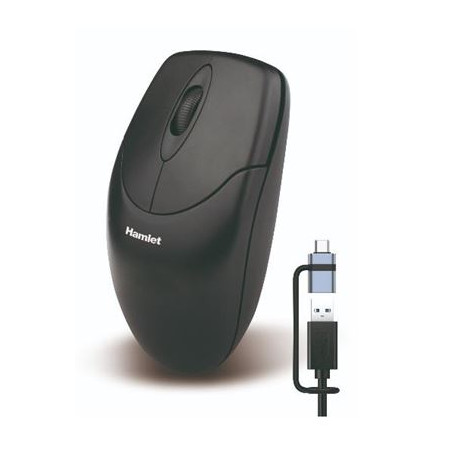 mouse hamlet usb 1000dpi 2 tasti nero [xmiceu2-cx]