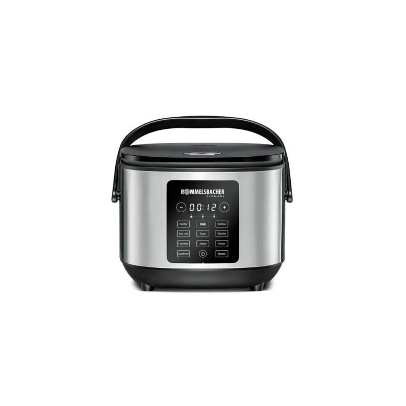 cuociriso rommelsbacher 650 con 12 programmi 3l 600w acciaio inox/nero