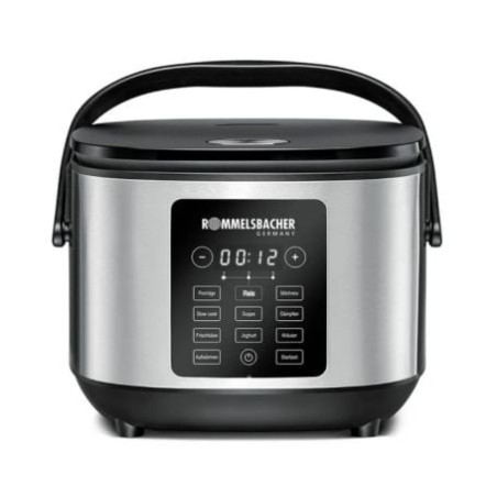cuociriso rommelsbacher 650 con 12 programmi 3l 600w acciaio inox/nero