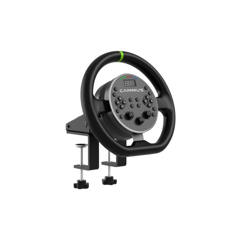volante da gioco cammus c5 con morsetto da tavolo nero