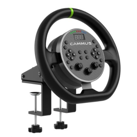 volante da gioco cammus c5 con morsetto da tavolo nero