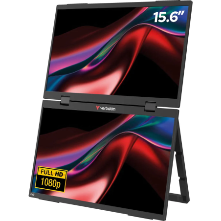 monitor led 2x15.6" verbatim full hd 1920x1080 10ms classe a