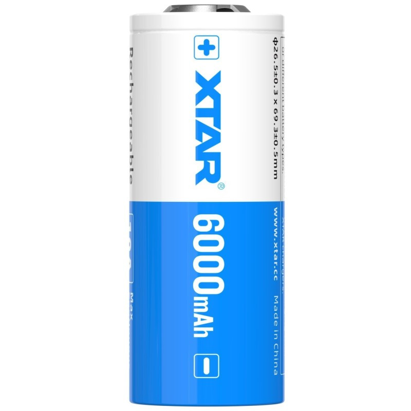 batteria xtar 26650 xtar lithium 3.6v 6000mah [26650-6000]