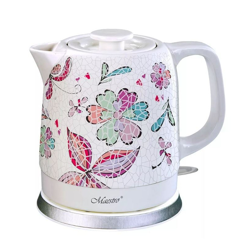 bollitore elettrico maestro mr-068-flowers 1.5l 1500w bianco/rosa/multicolore