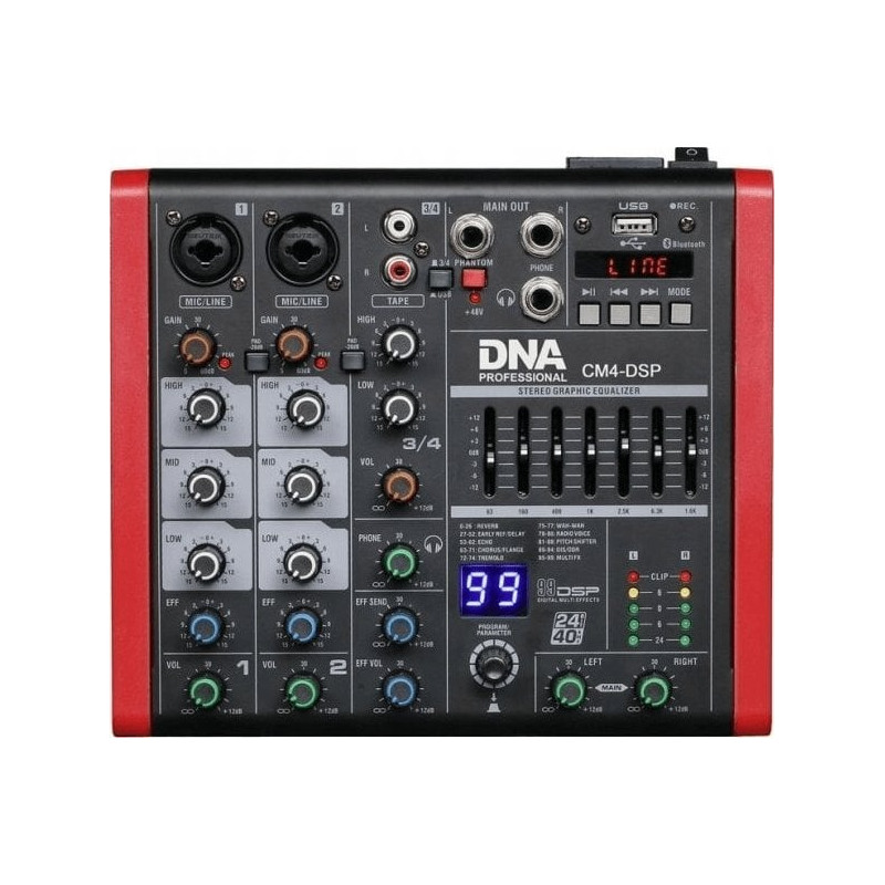 mixer audio dna professional cm4-dsp 4 canali usb mp3 bluetooth