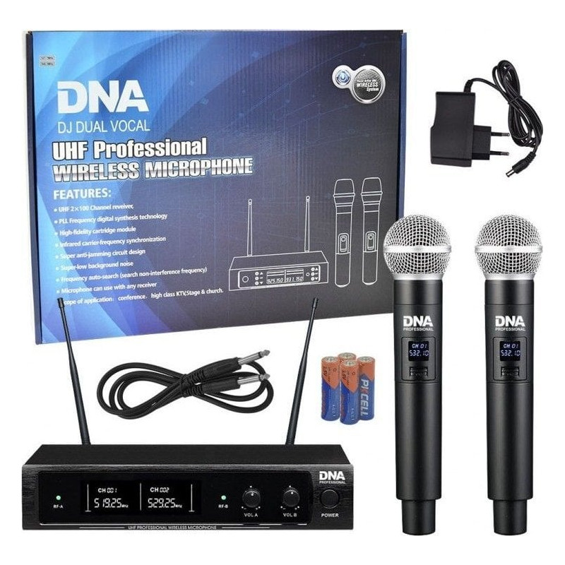 set microfono dna professional dj dual vocal ricevitore dinamici