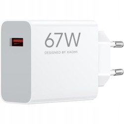 alimentatore da rete xiaomi hypercharge usb tipo a 67w con cavo bianco